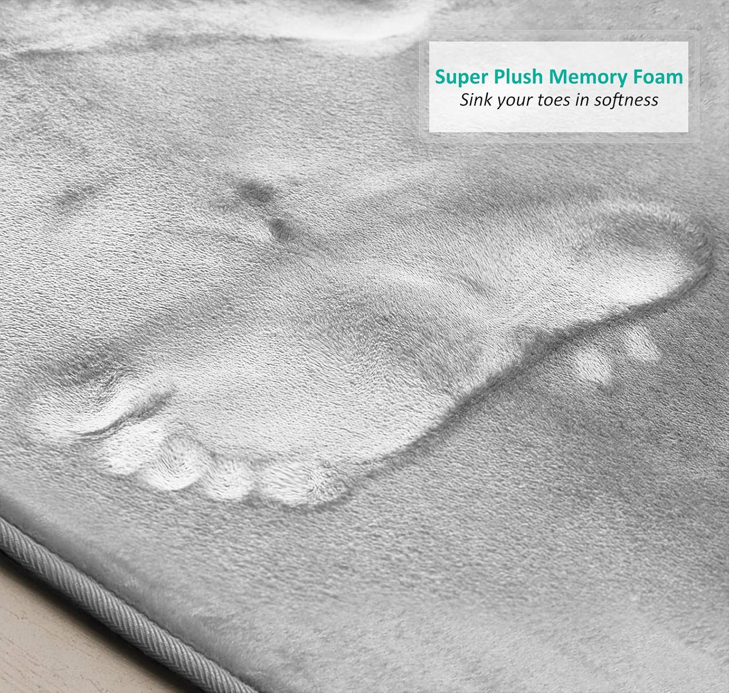 Clara Clark 2 Piece Velvet Bath Mat Set - Non-Slip Quick Drying Silver
