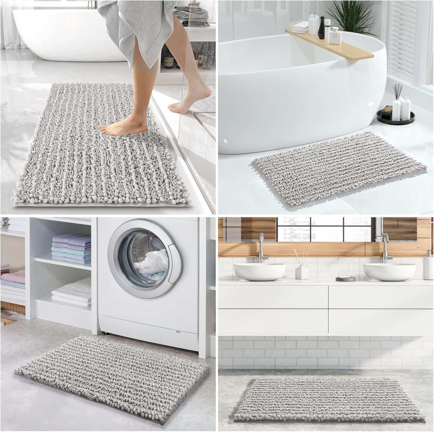 Yimobra 2 Piece Bath Rug Set Non-Slip Chenille Mats