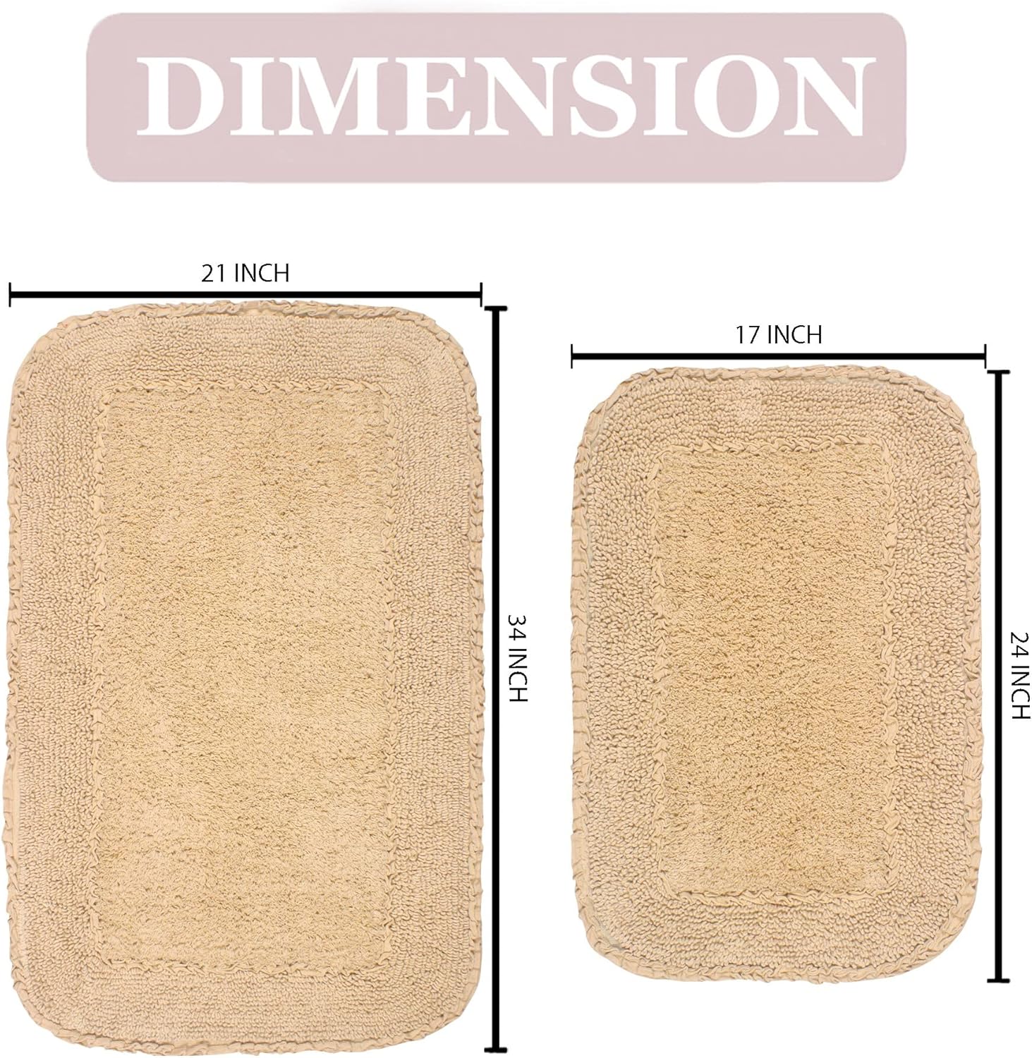 Home Weavers Radiant 100 Cotton Bath Mat Set 2 Piece SM Non Slip