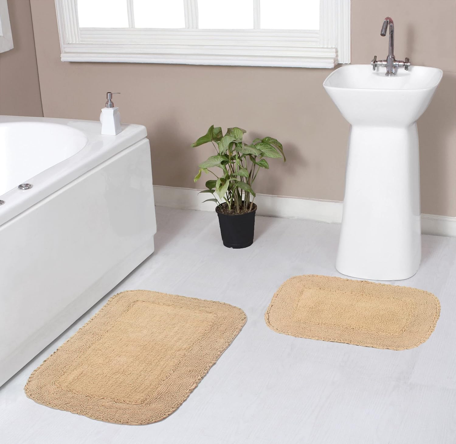 Home Weavers Radiant 100 Cotton Bath Mat Set 2 Piece SM Non Slip