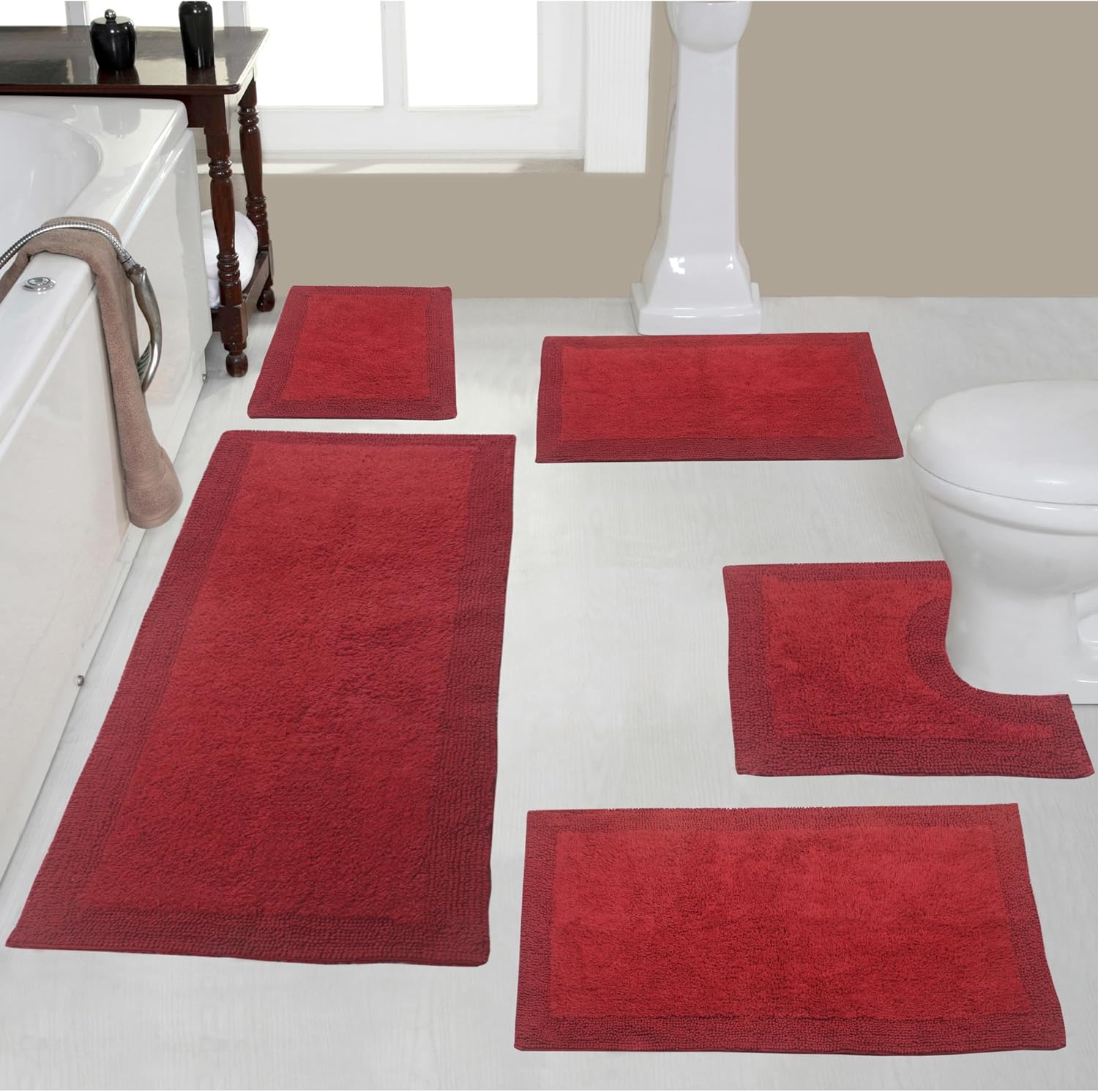 Home Weavers Luxury Reversible Cotton Bath Rug Set