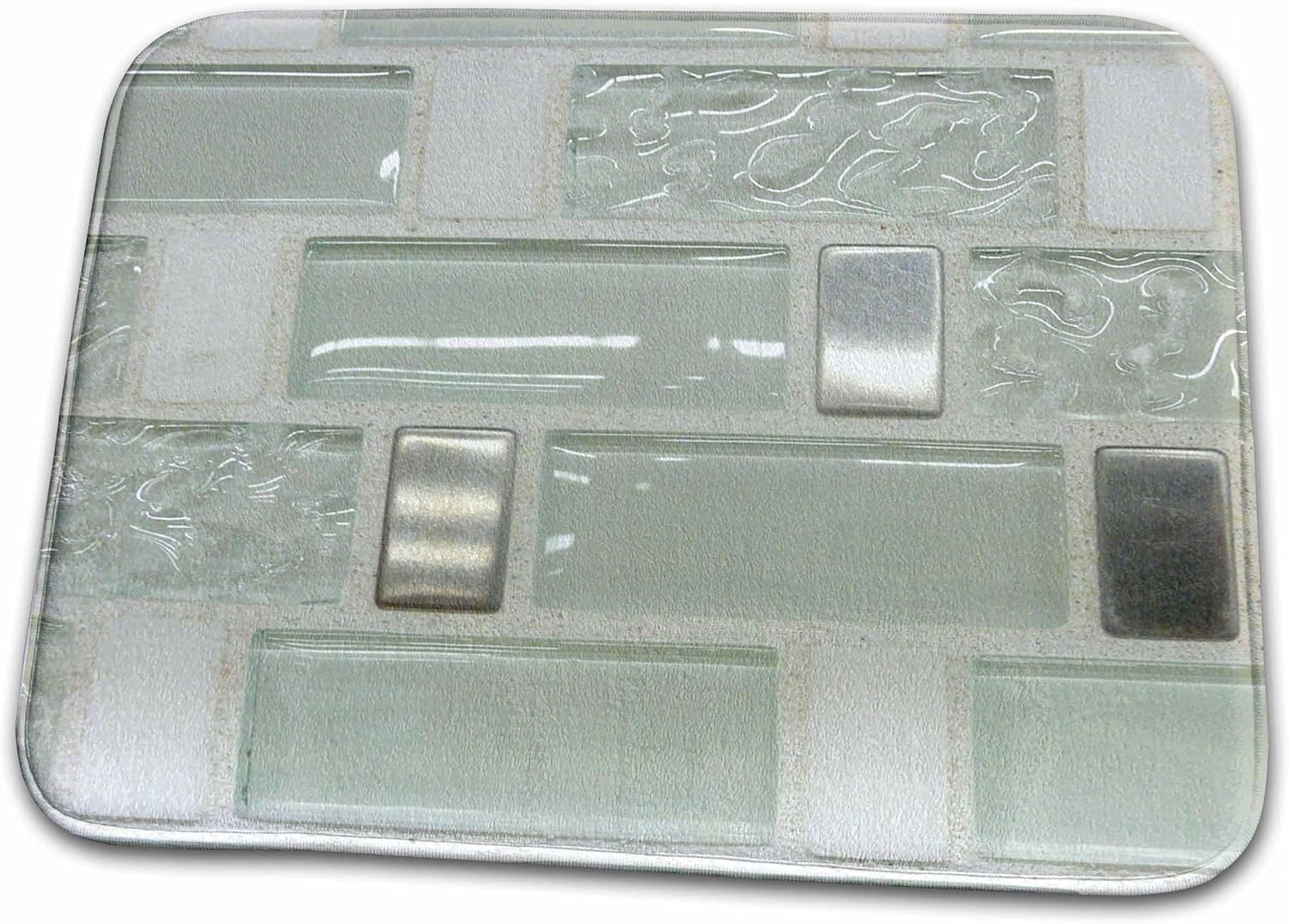 3dRose Bath Rug Mat - Glass Metal Tile Design