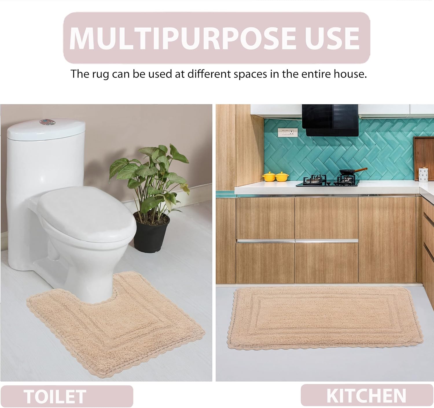 Home Weavers Reversible Cotton Bath Mat Set 3 Piece