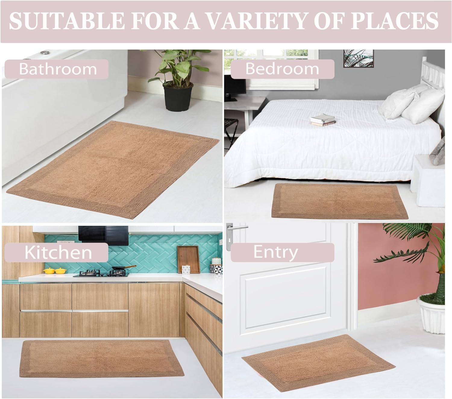 Home Weavers Luxury 100 Cotton Reversible Bath Rug Set 1