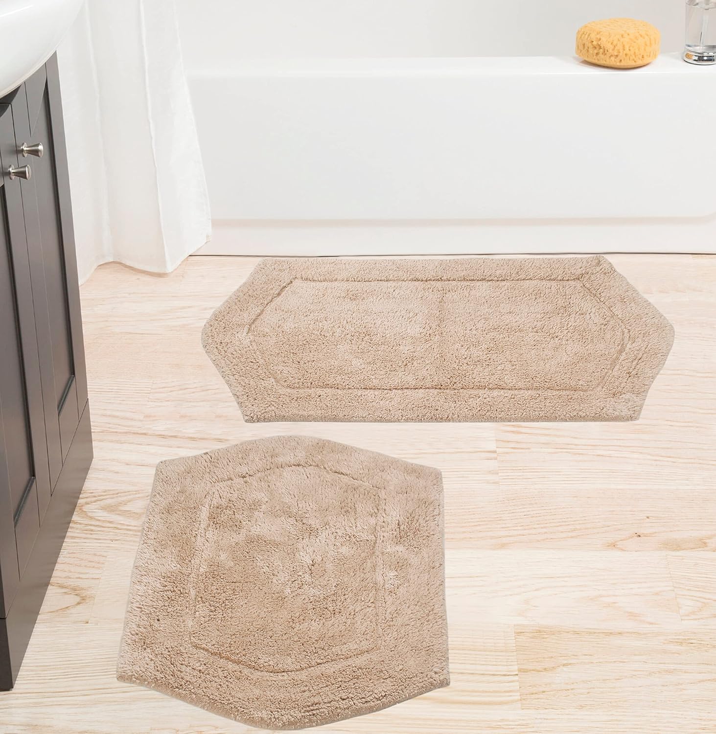 Home Weavers Waterford Bath Rug Set 2 Piece Cotton Tufted Linen