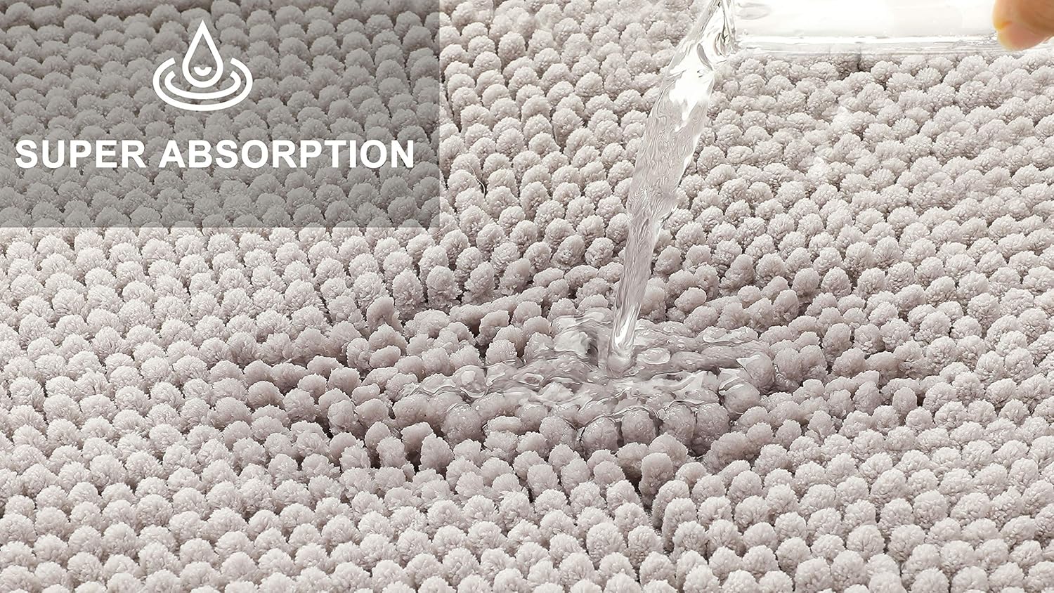 Fluffy Bath Mat with Non-Slip Bottom 21 58 inch Radius Gray