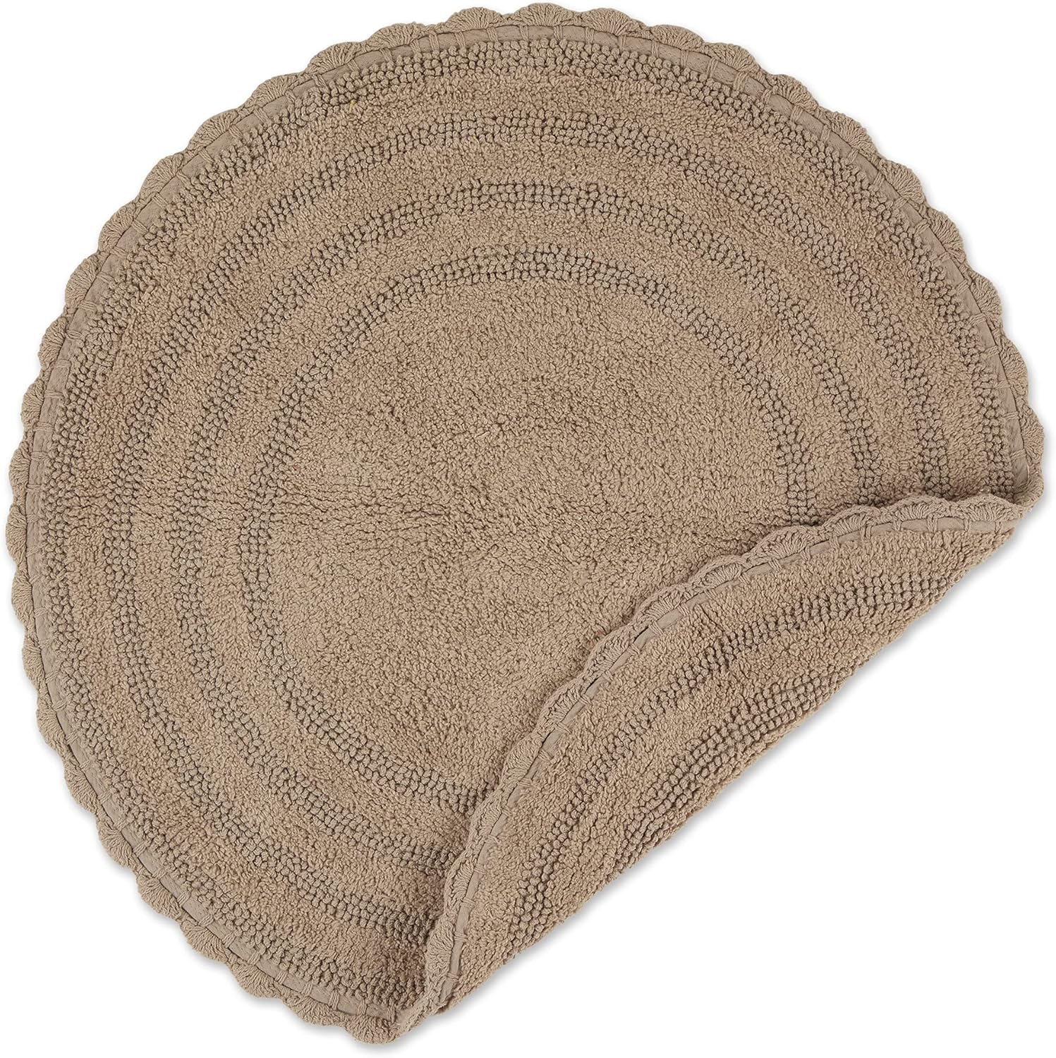 DII Crochet Round Bath Mat 275 Stone