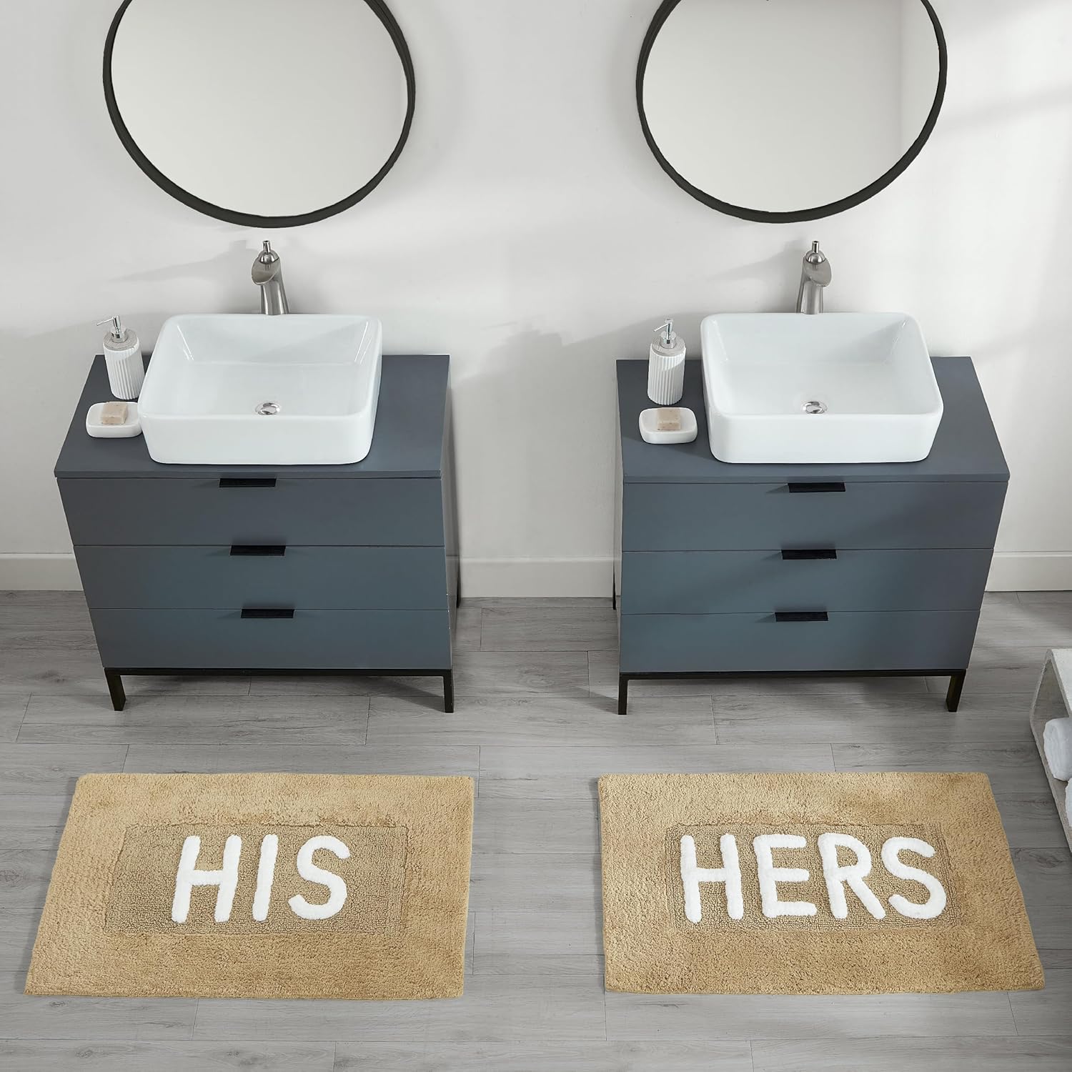 Creative Home Ideas Soft Cotton Bath Rug Set - 20x32 His Hers Linen
