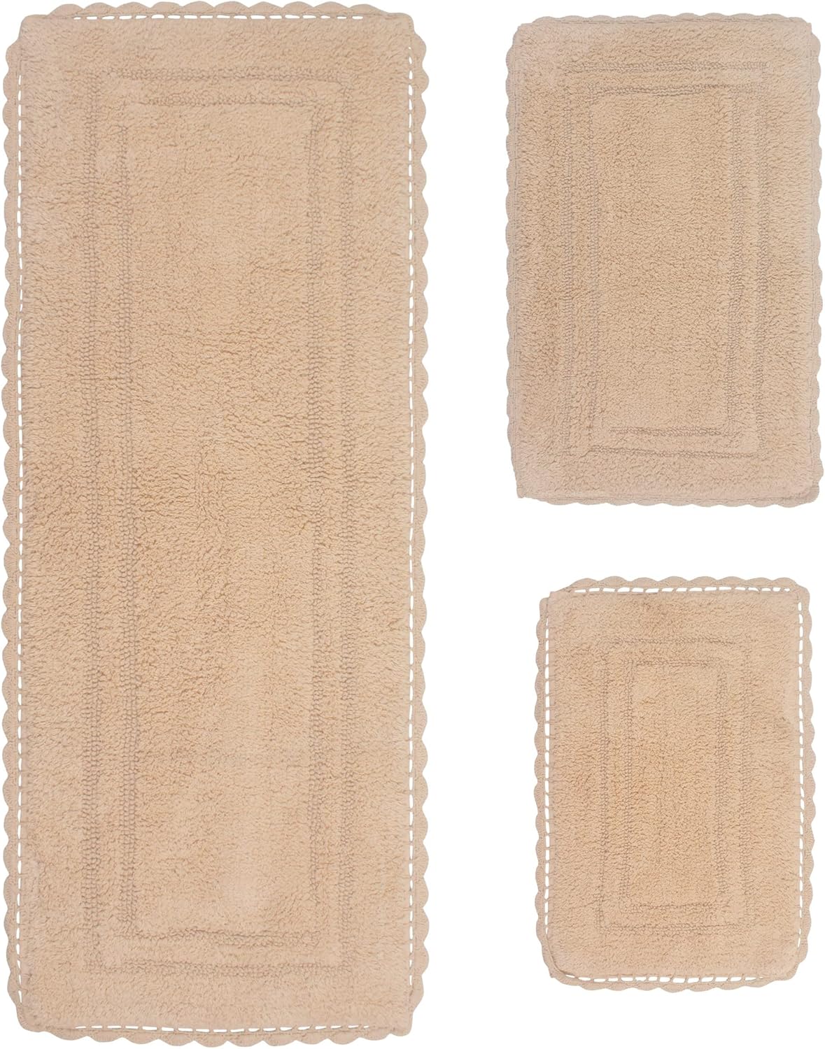 Home Weavers Reversible Cotton Bath Mat Set 3 Piece