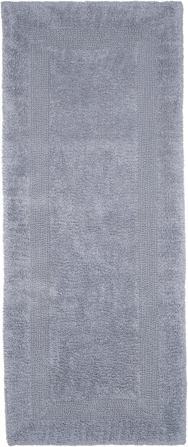 Cotton Bath Mat - Plush 24x60 Reversible Rug Silver