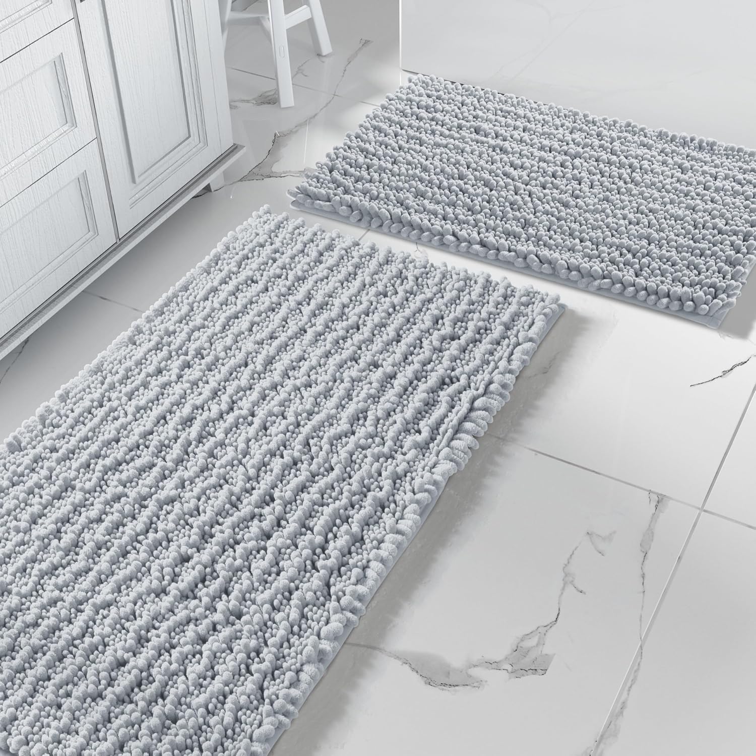 Yimobra 2 Piece Bath Rug Set Non-Slip Chenille Mats
