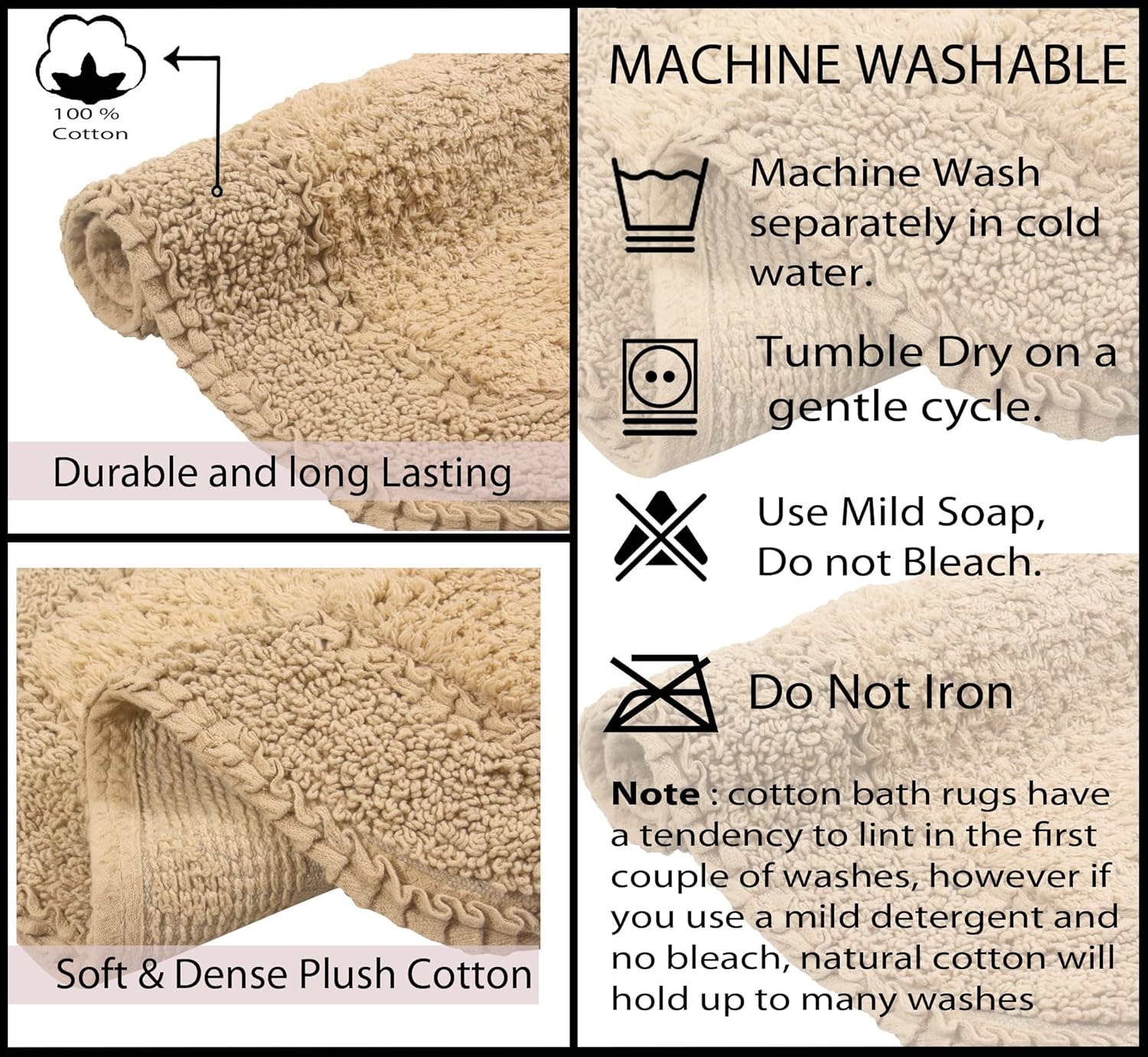Home Weavers Radiant 100 Cotton Bath Mat Set 2 Piece SM Non Slip