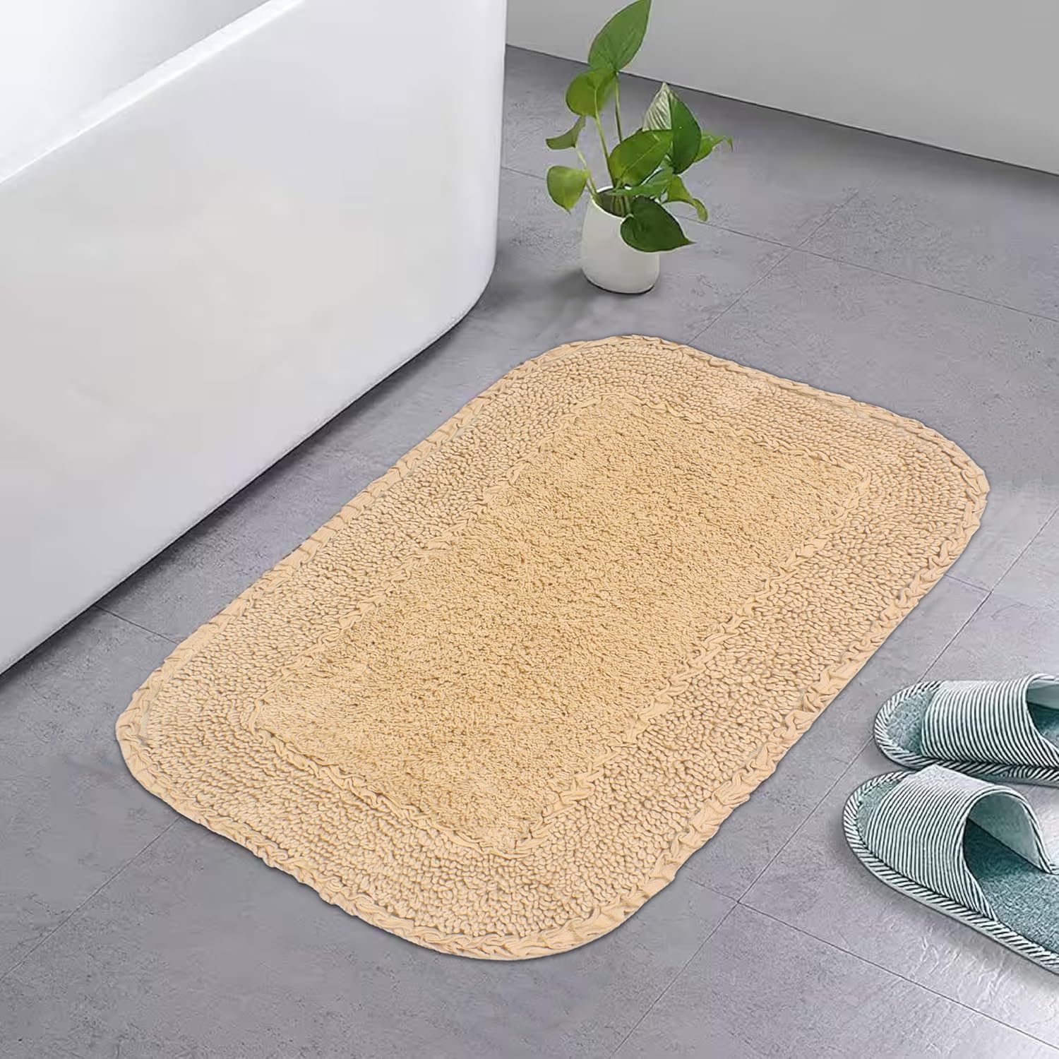 Home Weavers Radiant 100 Cotton Bath Rug Set Non-Slip 17x24