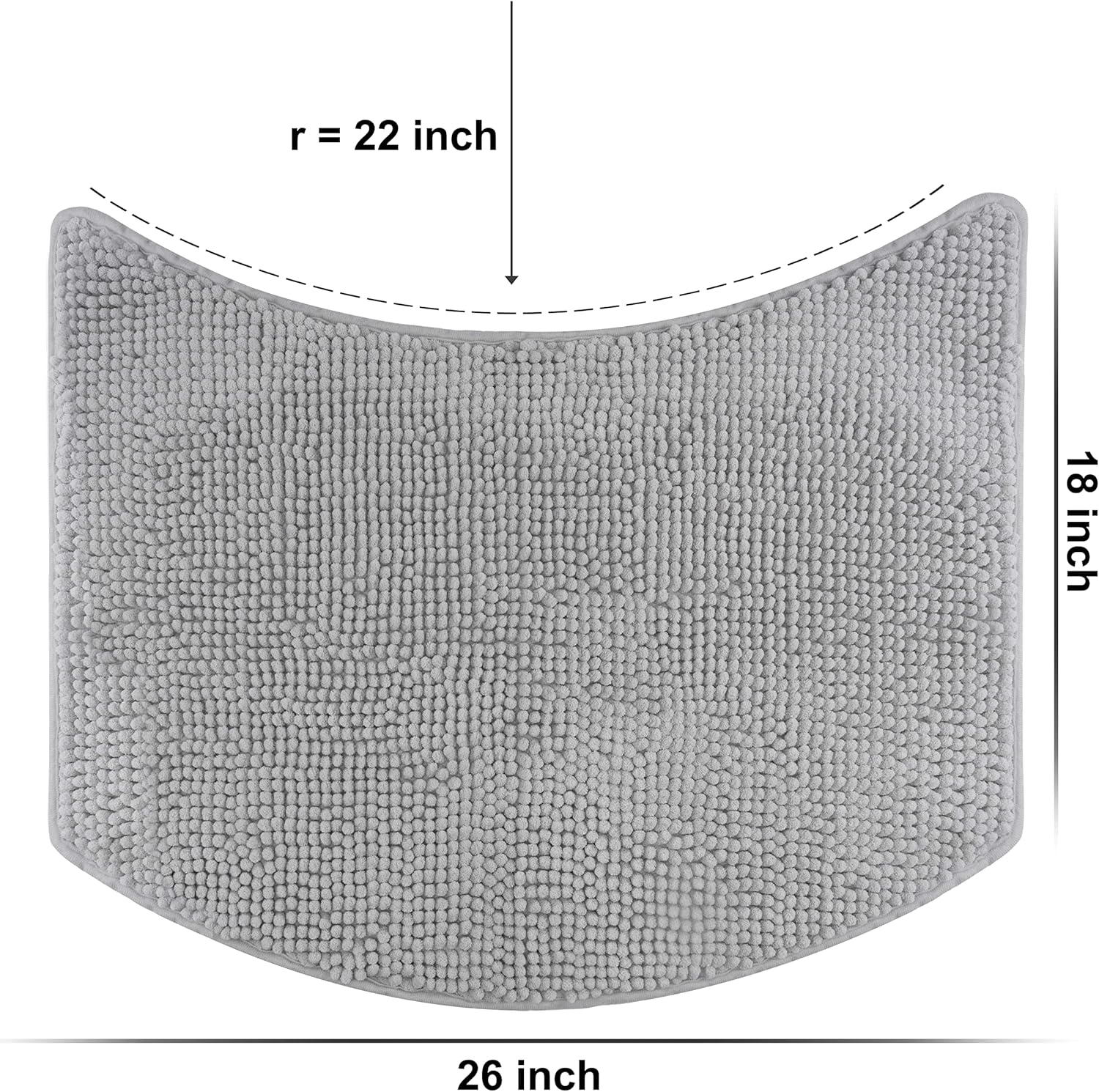 Fluffy Bath Mat with Non-Slip Bottom 21 58 inch Radius Gray