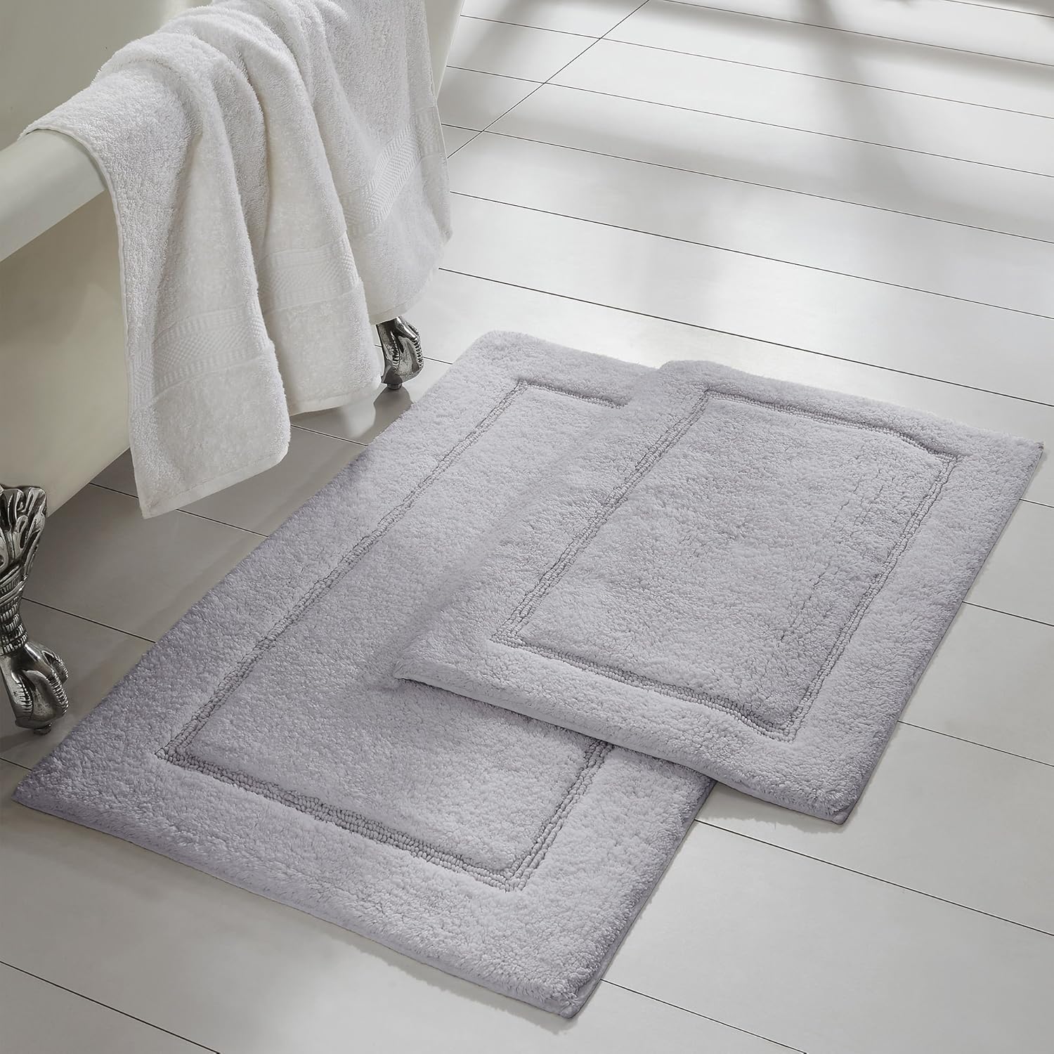 Amrapur Overseas 2-Pack Bath Mats Set Silver 1
