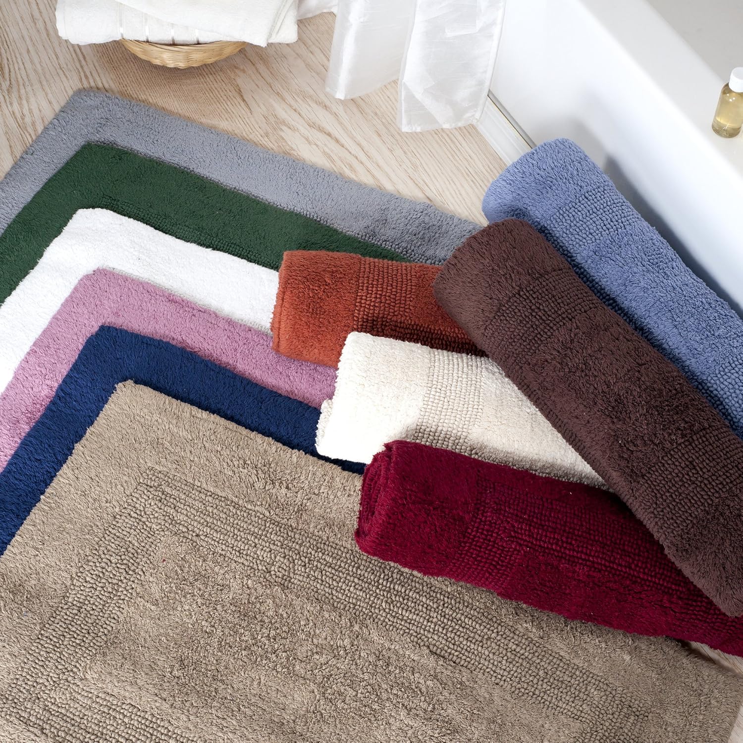 Cotton Bath Mat - Plush 24x60 Reversible Rug Silver