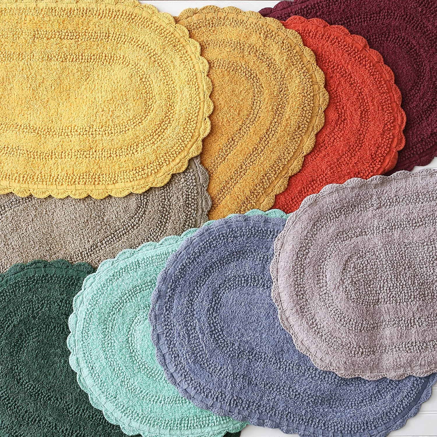 DII Crochet Round Bath Mat 275 Stone