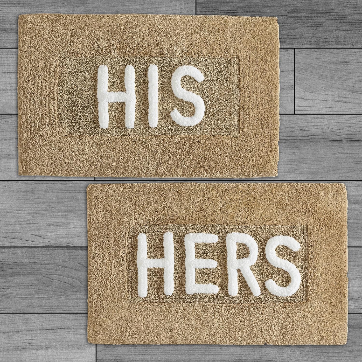 Creative Home Ideas Soft Cotton Bath Rug Set - 20x32 His Hers Linen